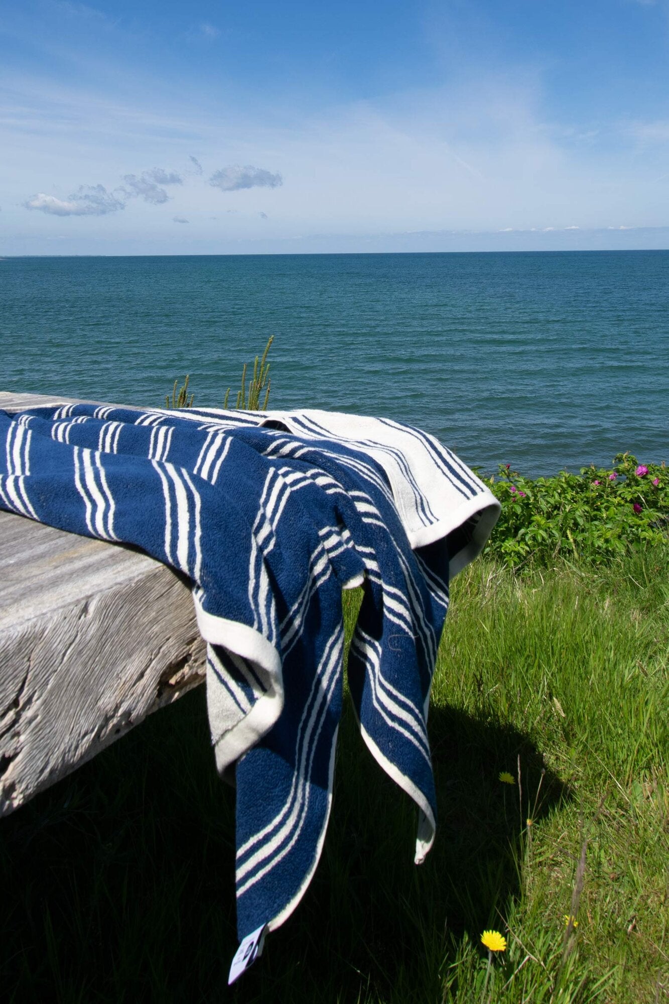 Retro Stripe håndklæde - Slate Indigo/Cream